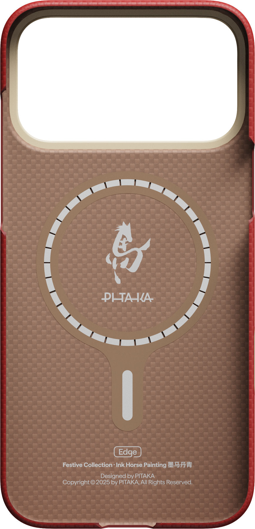 Husă Pitaka Edge Case, Ink Horse Cinnabar — iPhone 17 Pro Max