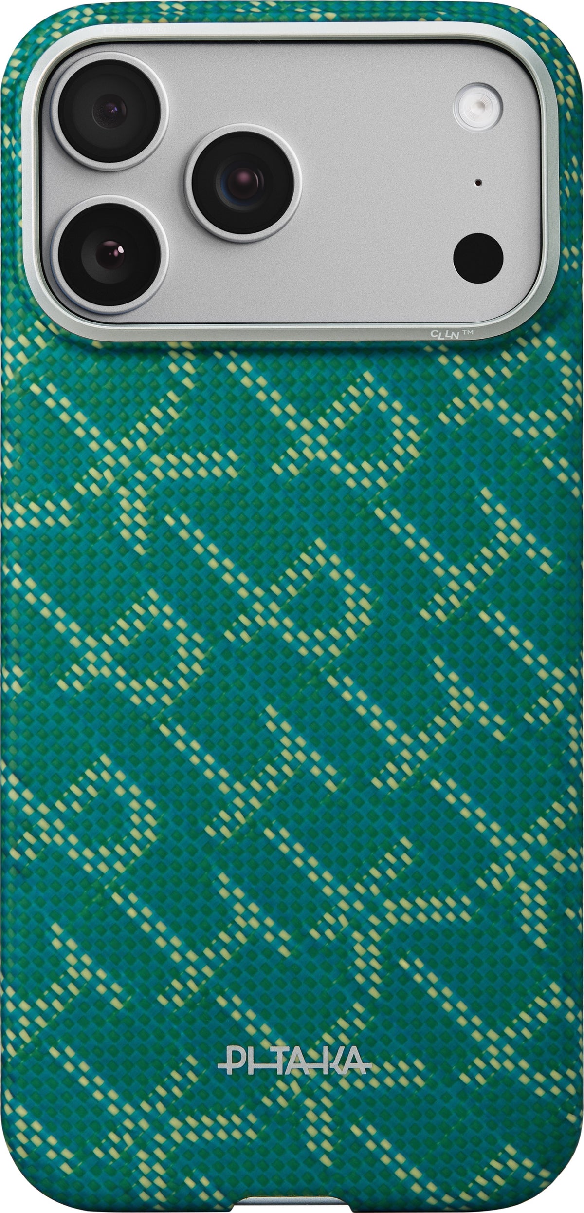 Husă Pitaka Ultra-Slim, Monogram-Gold/Green — iPhone 17 Pro
