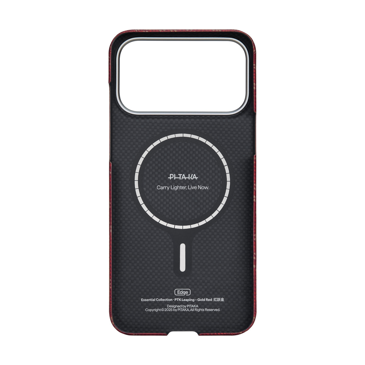 Husă Pitaka Ultra-Slim, Monogram-Gold/Red — iPhone 17 Pro