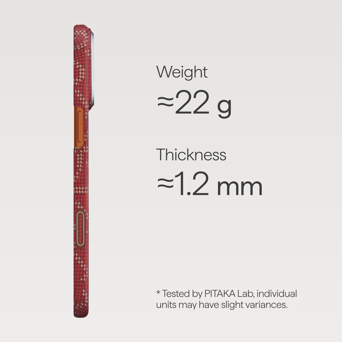 Husă Pitaka Ultra-Slim, Monogram-Gold/Red — iPhone 17 Pro Max