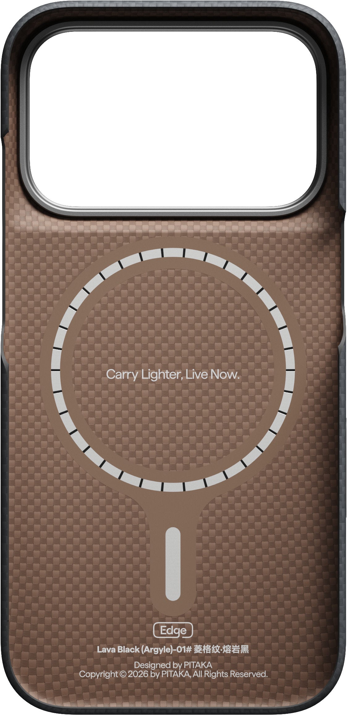 Husă Pitaka Edge Case, Argyle Basalt Black — iPhone 18/17 Pro