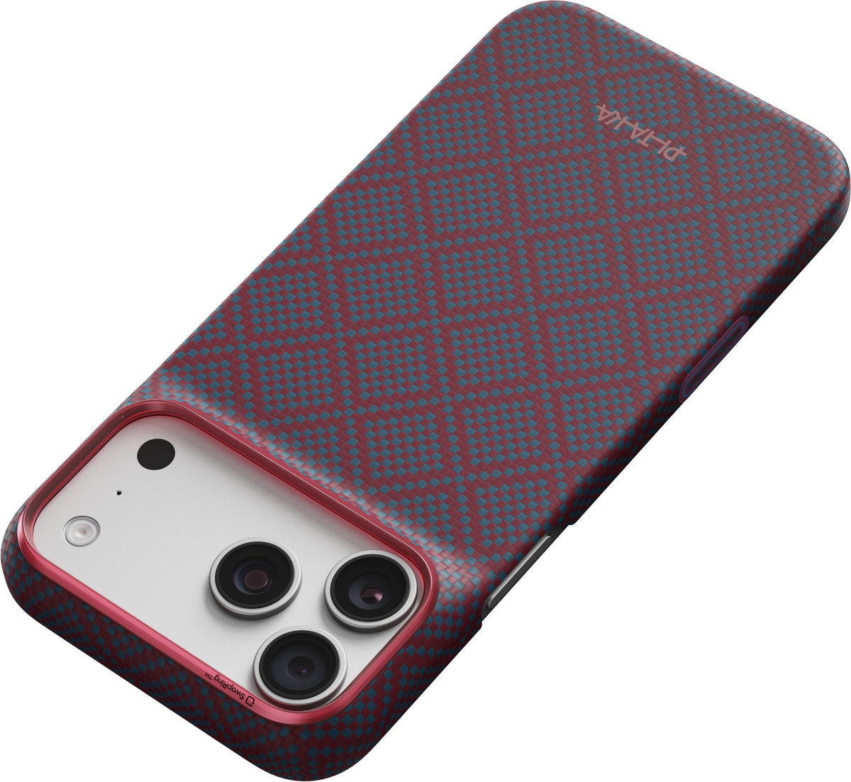 Husă Pitaka Edge Case, Argyle Blue's Red — iPhone 18/17 Pro Max