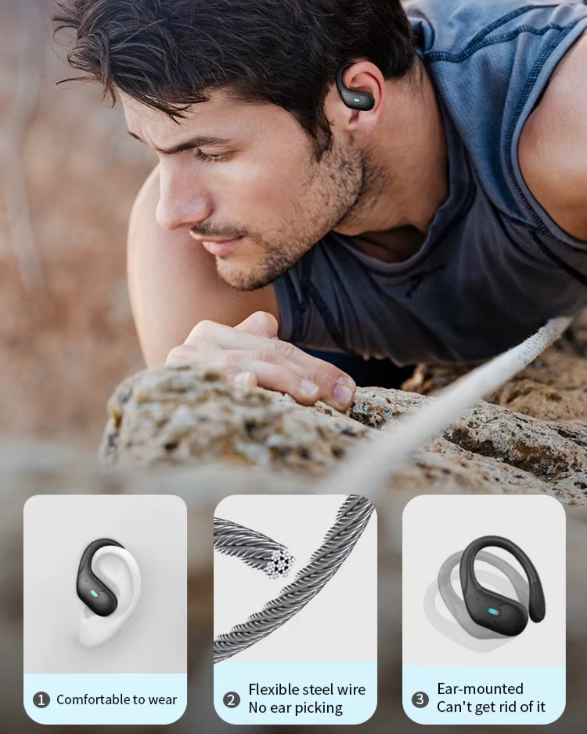 Acele "Doape de urechi" - Căști Wireless Sport, Bluetooth 5.4, Afișaj Digital LED, Autonomie 45 ore