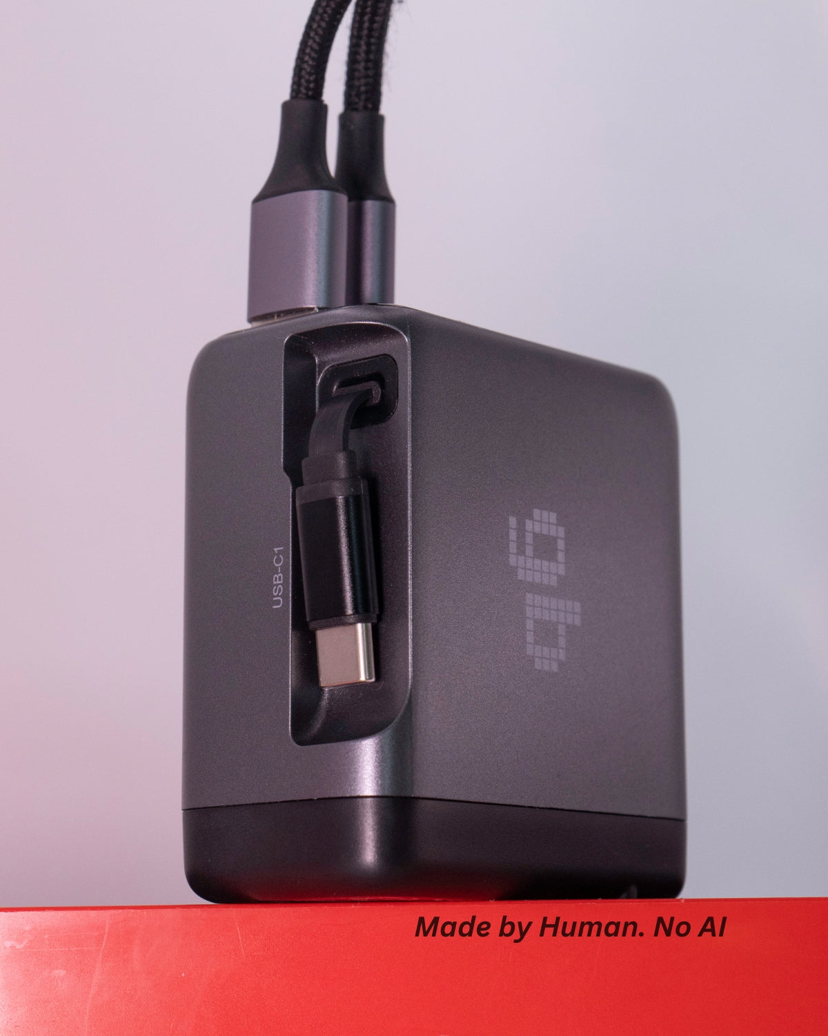 Încărcător GB 100W GaN, 2 x USB-C, 1 x USB-A, Afișaj LED, Fast Charge, Touch, Cablu USB-C 68cm - Laptop, Telefon, Tabletă