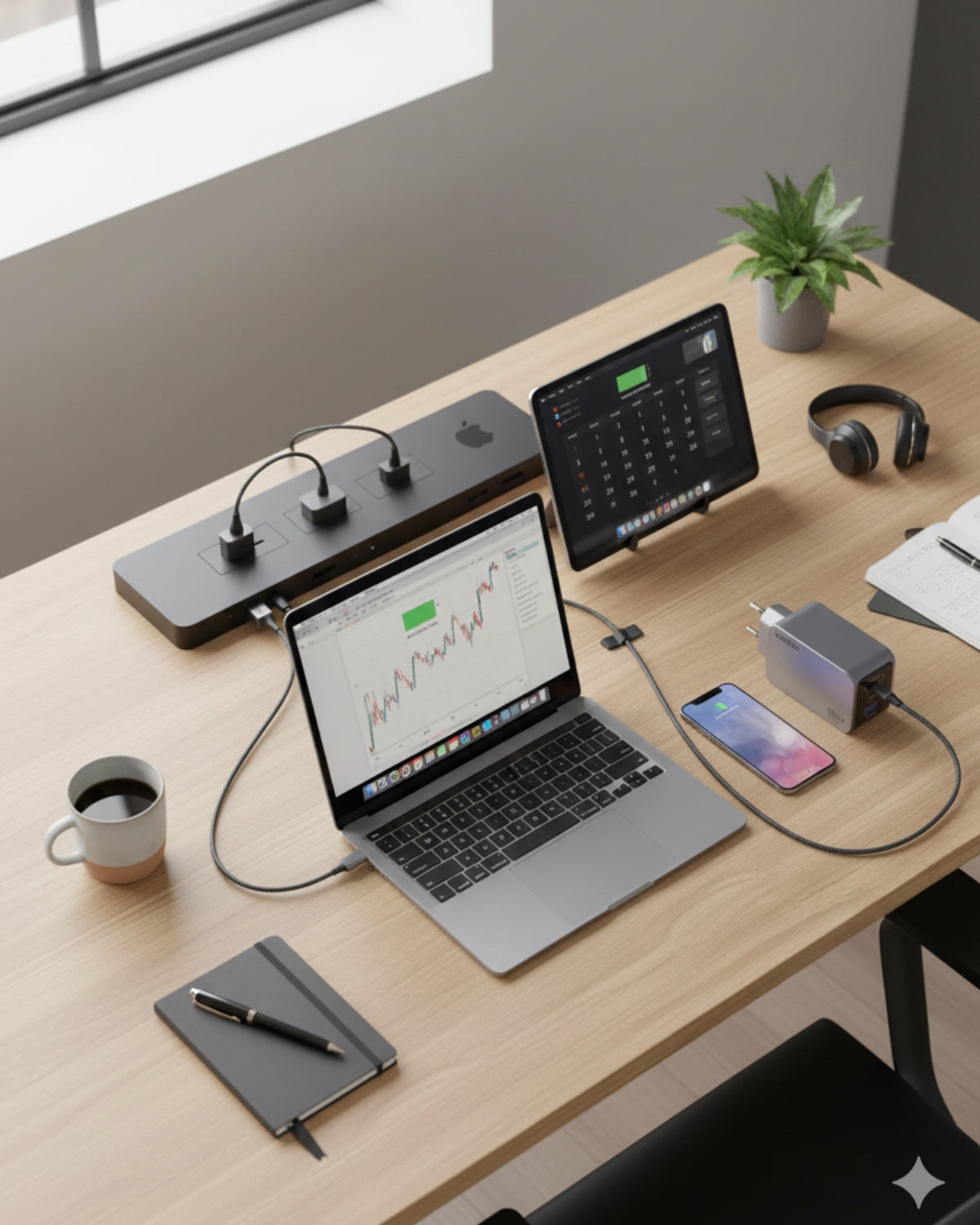 Încărcător 3 în 1, 100W, 2 USB-C, 1 USB A, iPhone, Android, Tabletă, Laptop - Ugreen Nexode Pro 100W GaN Fast Charger + Cablu 1.5 metri USB-C la USB-C