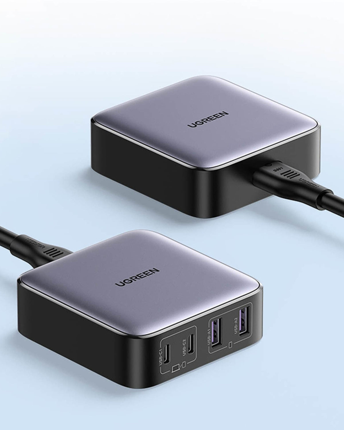 Încărcător 65W USB, 2 x USB-C, 2 x USB, GaN, Fast Charging, QC4.0 + Cablu de Încărcare 2 metri - Ugreen Nexode