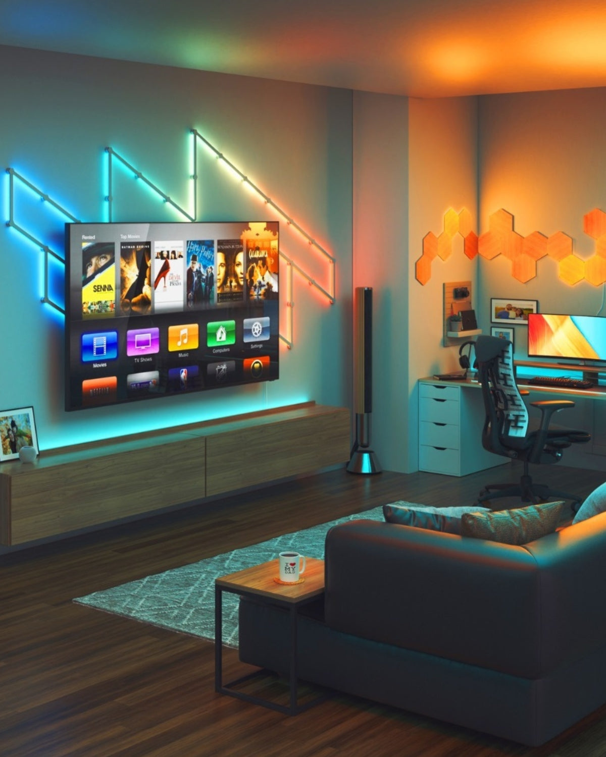 Kit 15 panouri RGBW Nanoleaf Lines 60 Degrees Starter Kit, Wi-Fi