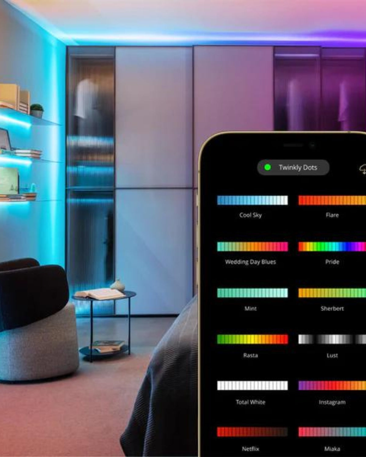 Bandă LED Smart RGB Twinkly Dots, 400 LEDuri, Bluetooth, Wi-Fi, 20 metri, IP44
