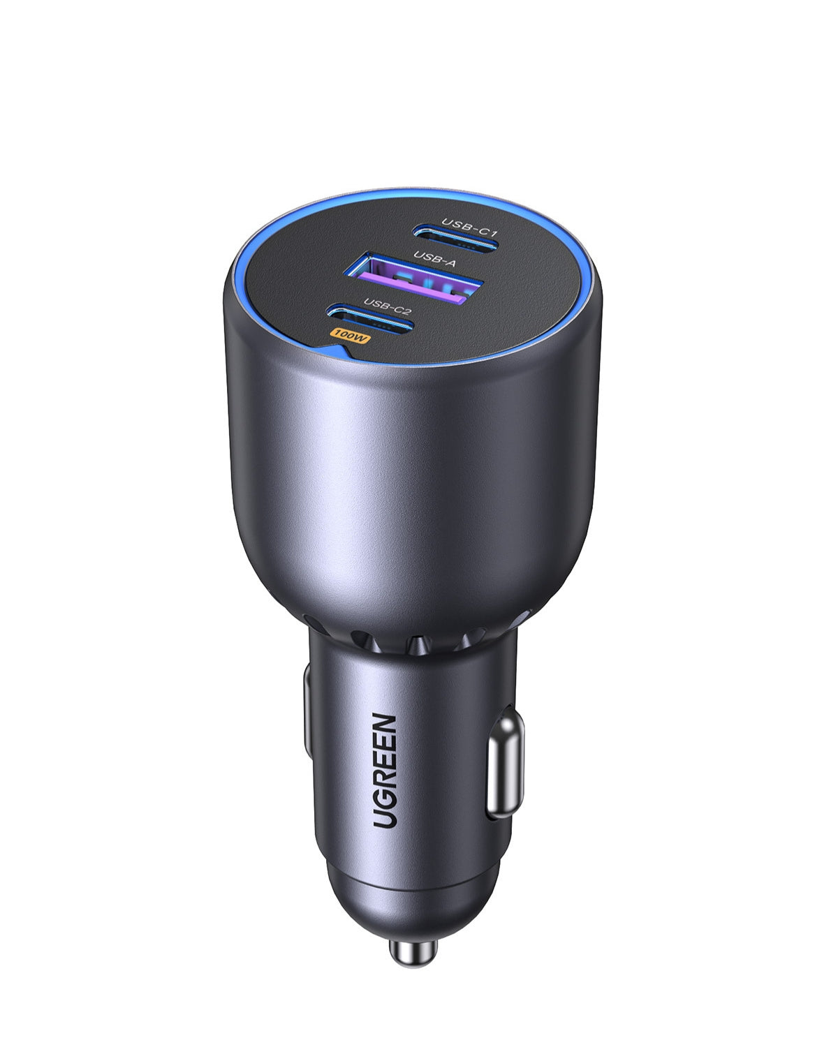 Încărcător Dual USB-C + USB, iPhone, Android, Tabletă, Laptop - Mașină Ugreen 130W 3-Port Fast