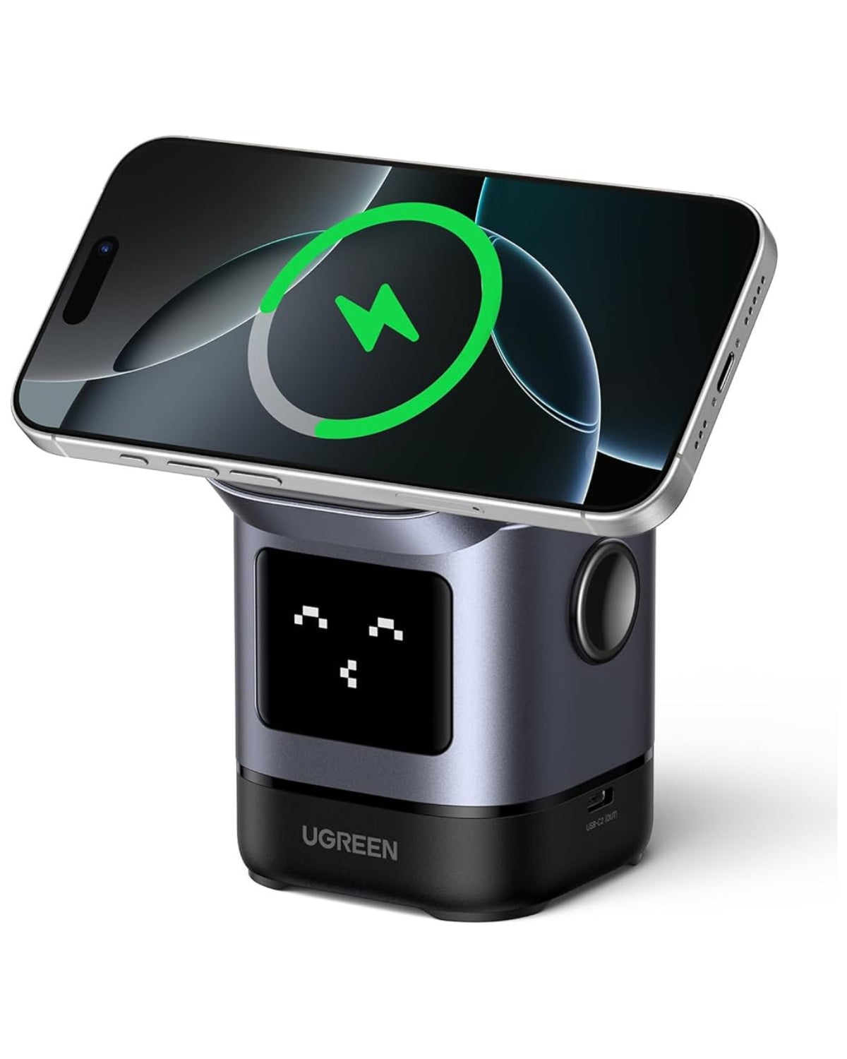 Încărcător USB-C Wireless Magnetic Ugreen Uno 2-în-1, Qi2, 15W, Bluetooth