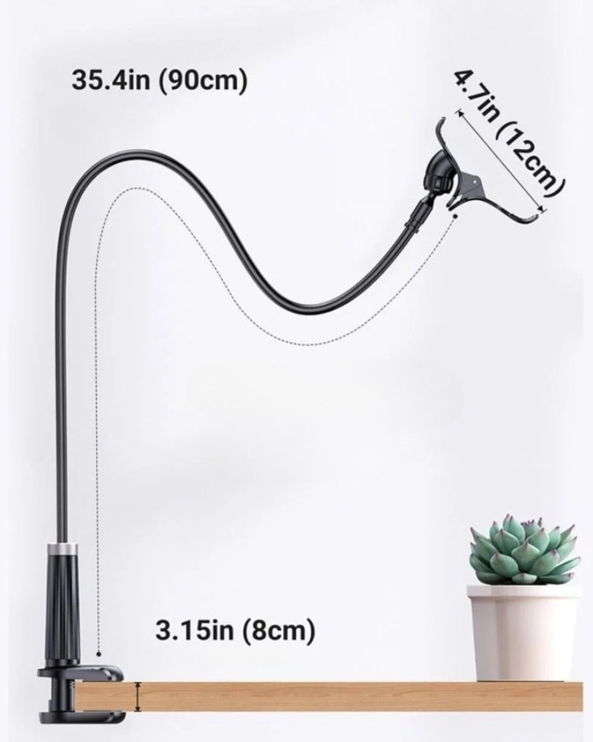 Suport de Telefon Ugreen 90cm, Braț Flexibil, Fixare cu Clips, Rotație 360°
