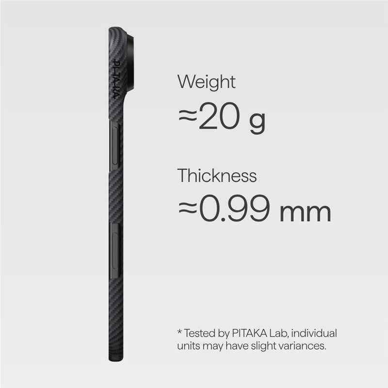 Husă Pitaka Ultra-Slim, Black/Grey — iPhone 17