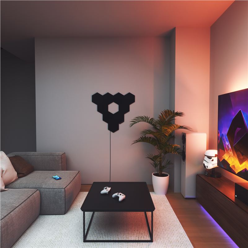 Pachet extensie 3 panouri Nanoleaf Shapes Black Hexagons, ediție limitată