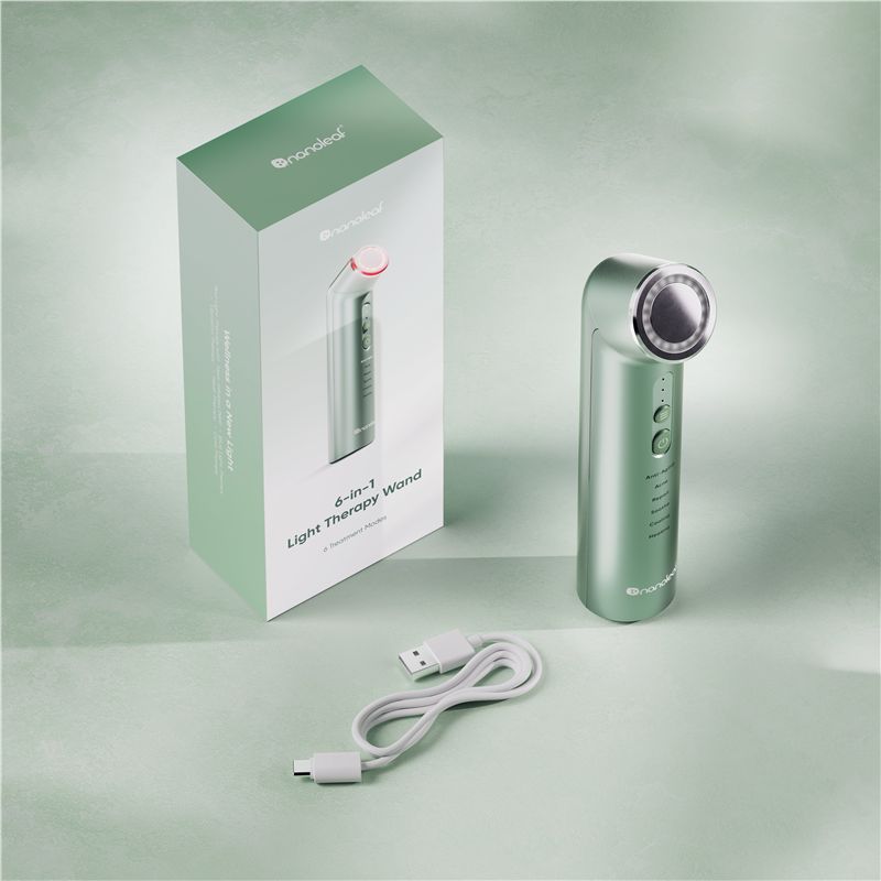 Dispozitiv de îngrijire facială Nanoleaf 6-in-1 Light Therapy Wand, verde