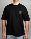 Tricou Oversized cu Logo Brodat GB, Negru