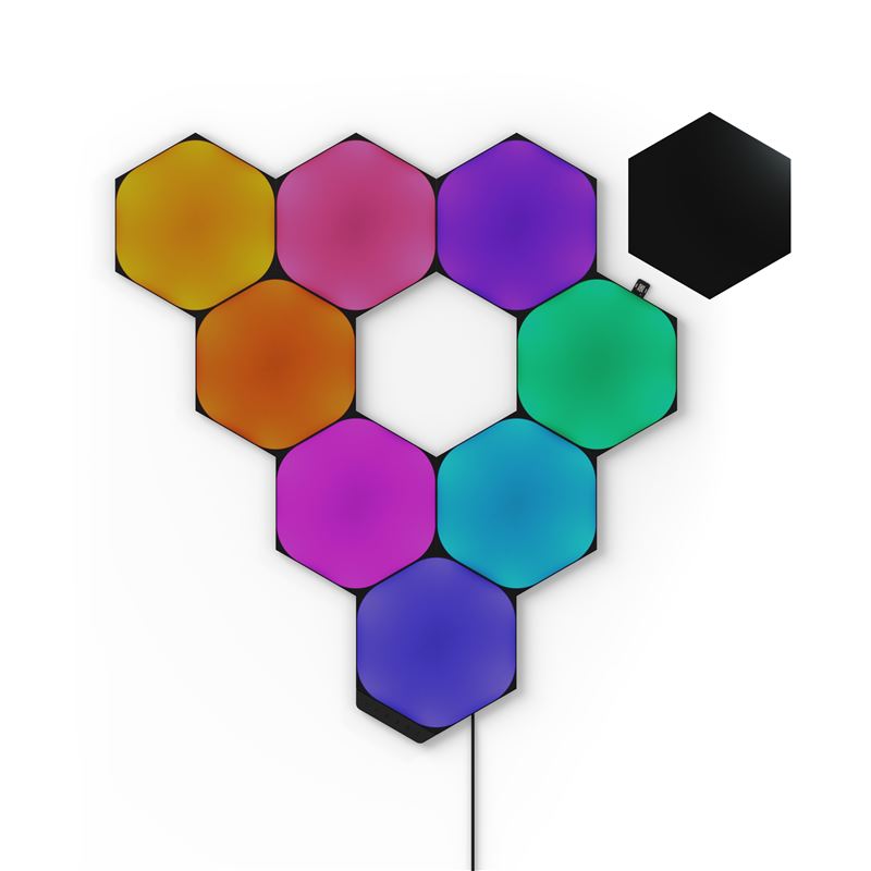 Kit 9 panouri luminoase Nanoleaf Shapes Black Hexagons Starter Kit, ediție limitată