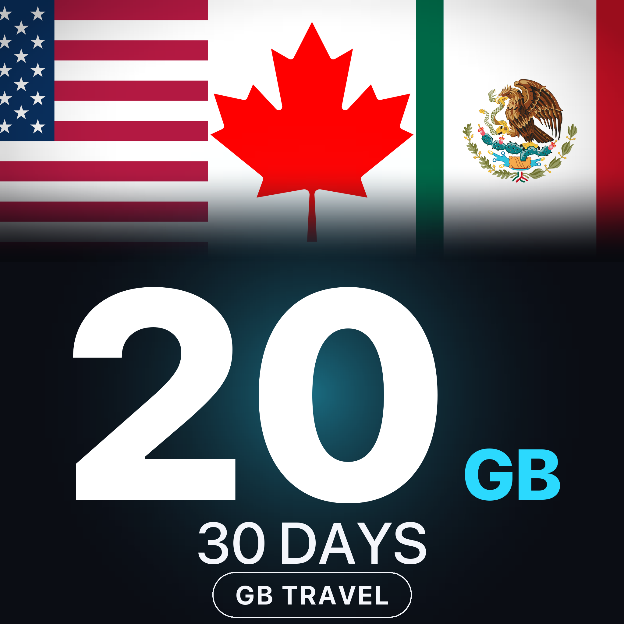 eSIM America de Nord 20 GB, 30 DAYS — GB Travel