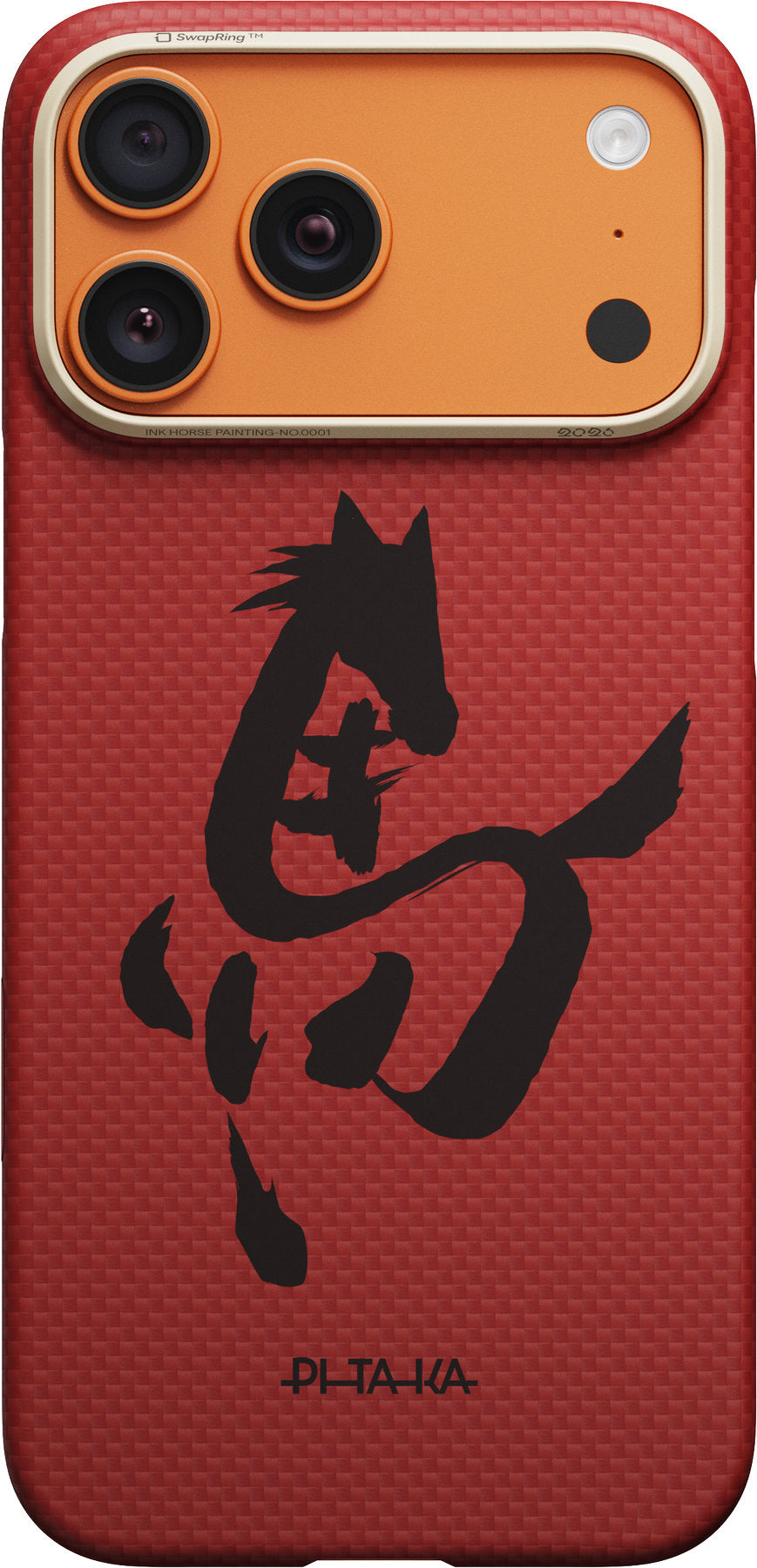 Husă Pitaka Edge Case, Ink Horse Cinnabar — iPhone 17 Pro Max