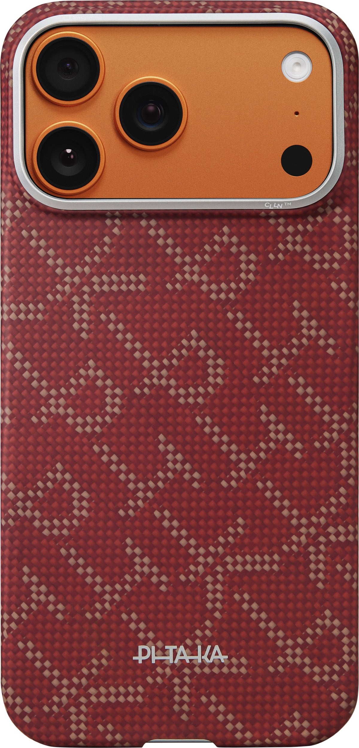 Husă Pitaka Ultra-Slim, Monogram-Gold/Red — iPhone 17 Pro