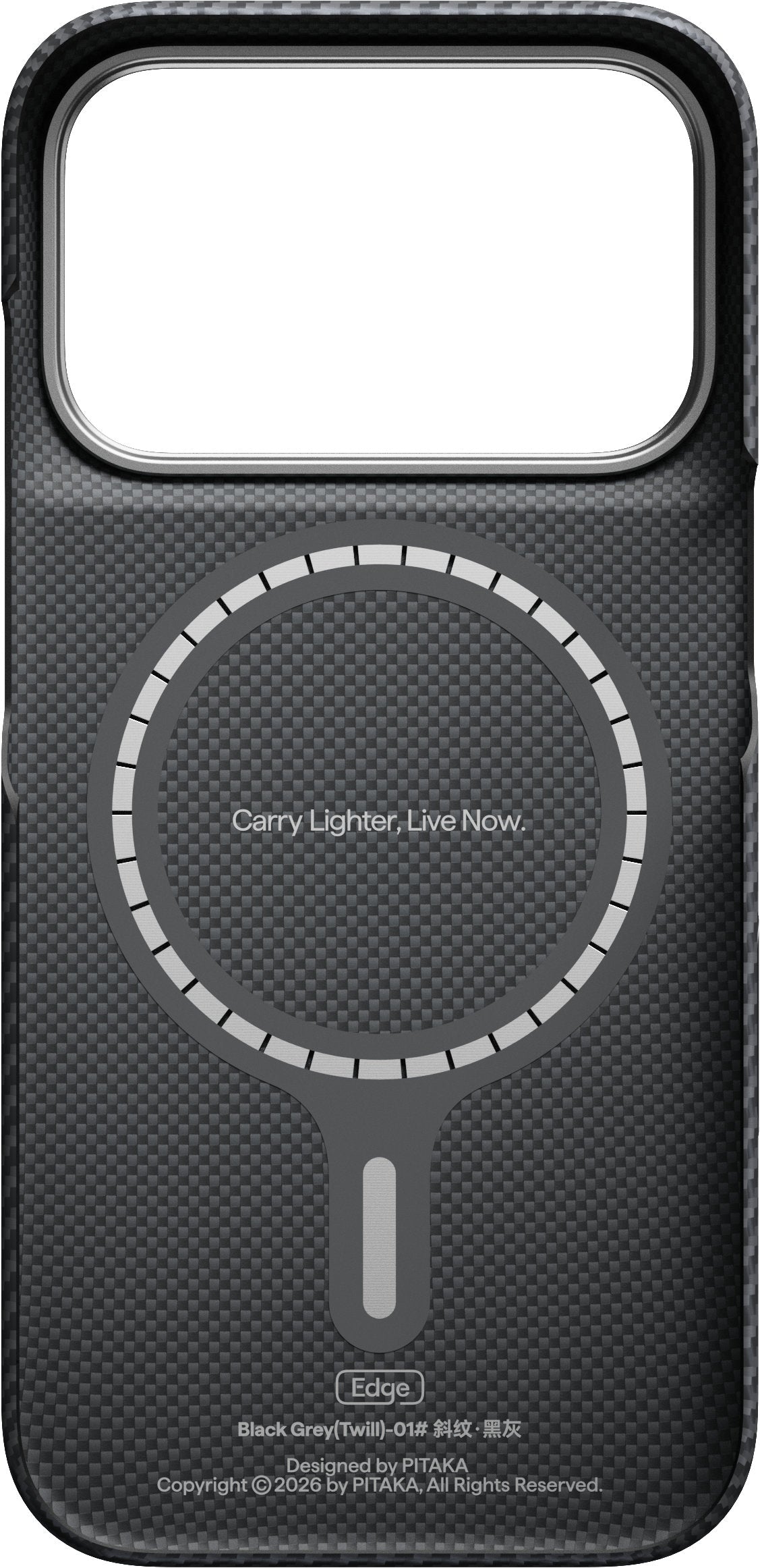 Husă Pitaka Edge Case, Black/Grey Twill — iPhone 18/17 Pro