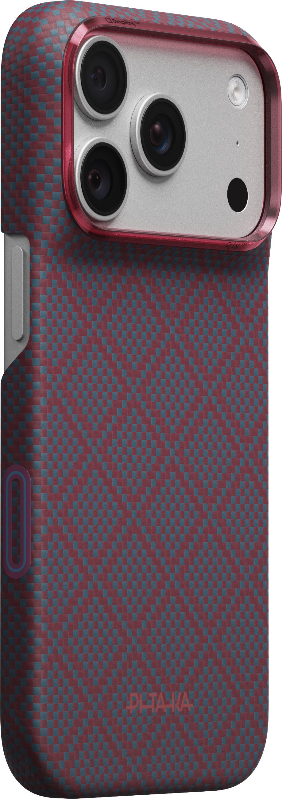Husă Pitaka Edge Case, Argyle Blue's Red — iPhone 18/17 Pro