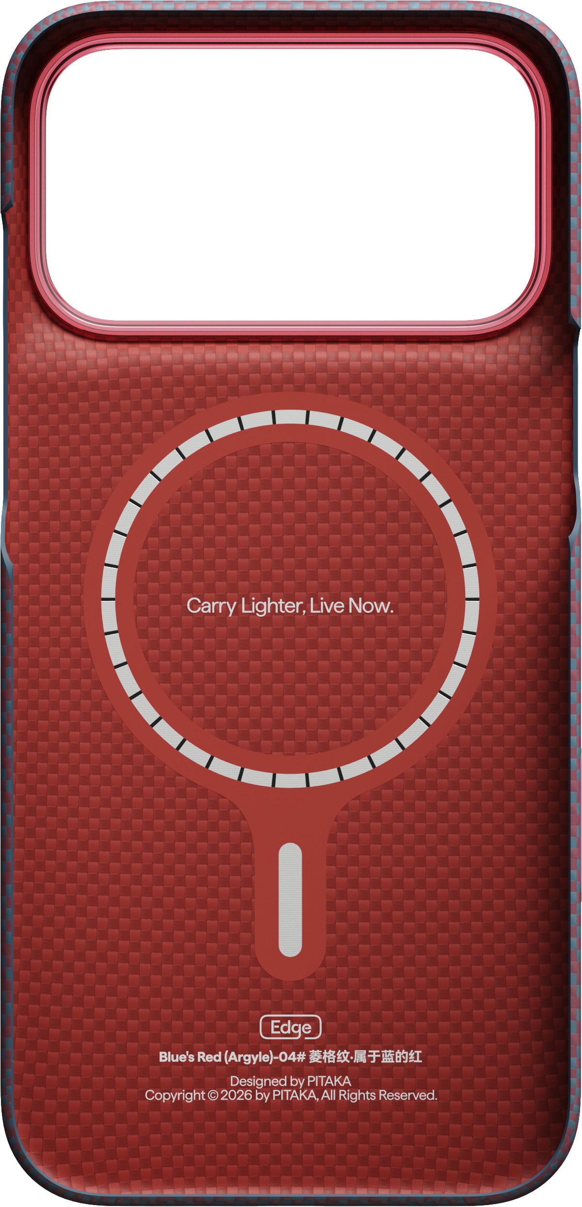 Husă Pitaka Edge Case, Argyle Blue's Red — iPhone 18/17 Pro Max