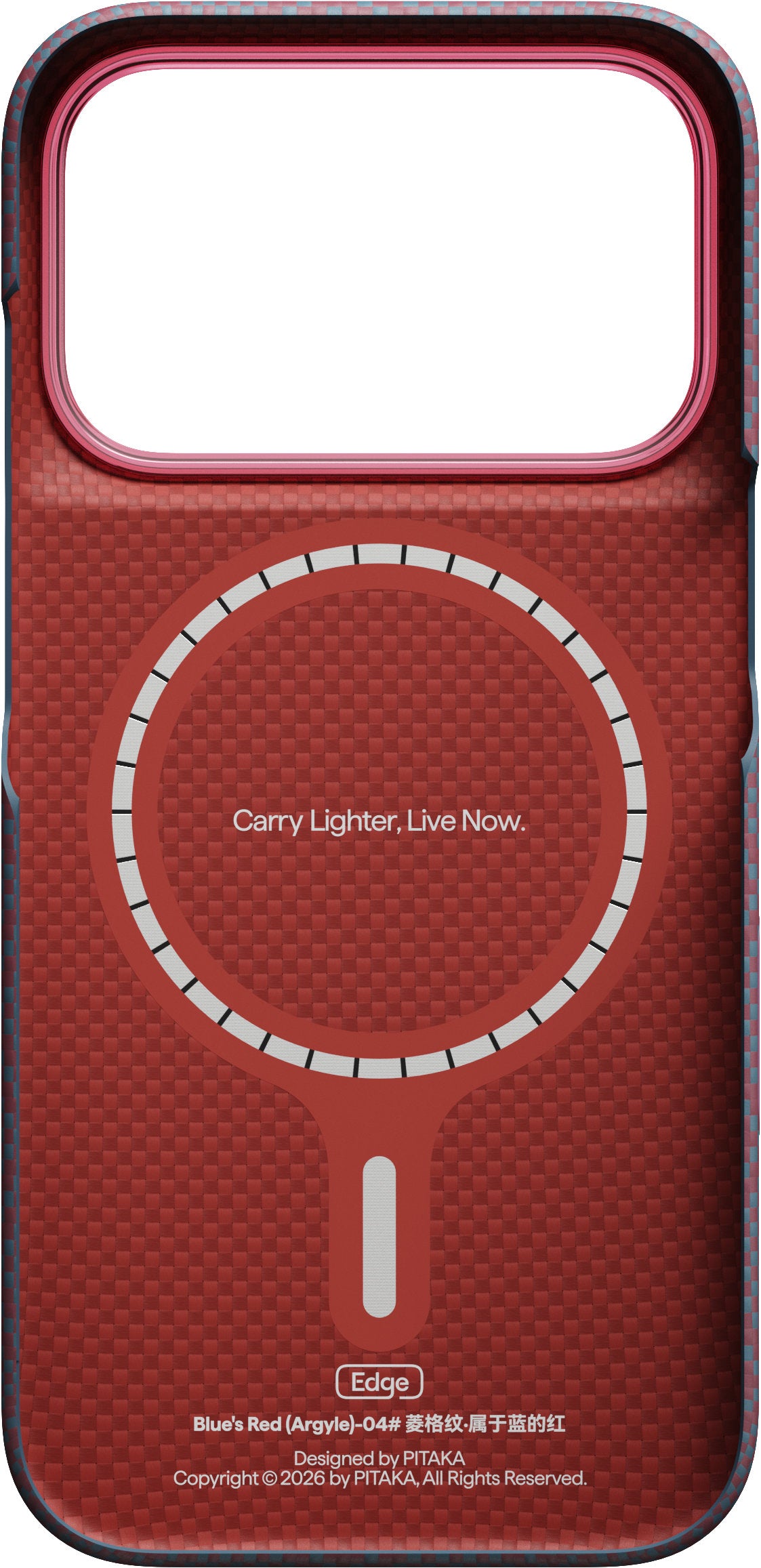 Husă Pitaka Edge Case, Argyle Blue's Red — iPhone 18/17 Pro