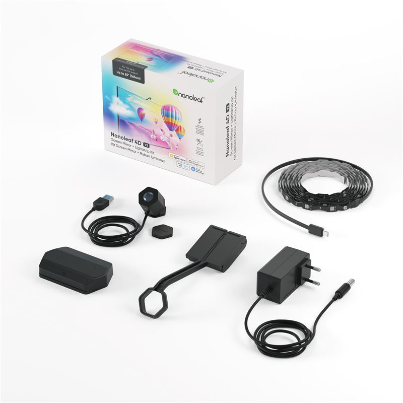 Kit sincronizare TV Nanoleaf 4D V2 Screen Mirror + bandă LED 4 m, pentru TV până la 65"