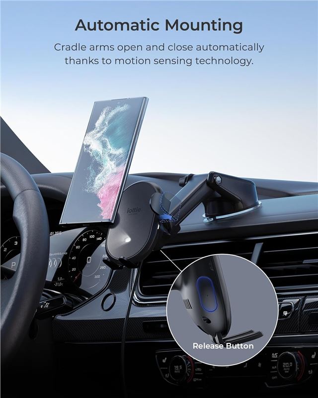 Suport Telefon Auto iOttie AutoSense 2 cu încărcare wireless, pentru bord și parbriz