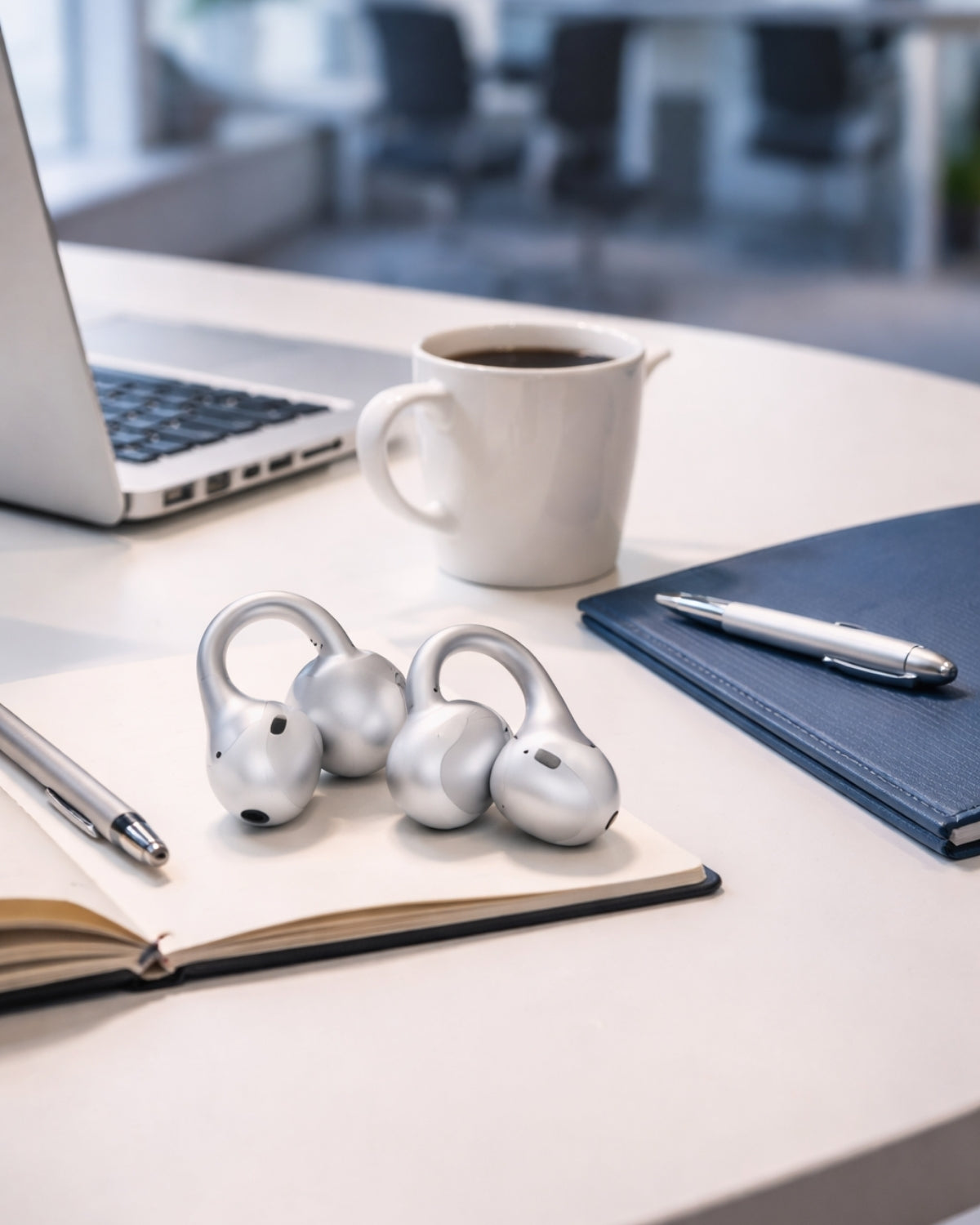 Încă Niște "Doape pe Urechi" - Căști Wireless, Bluetooth 6.0, Open-Ear, Alb, Alb Sidefat, Autonomie 42 Ore