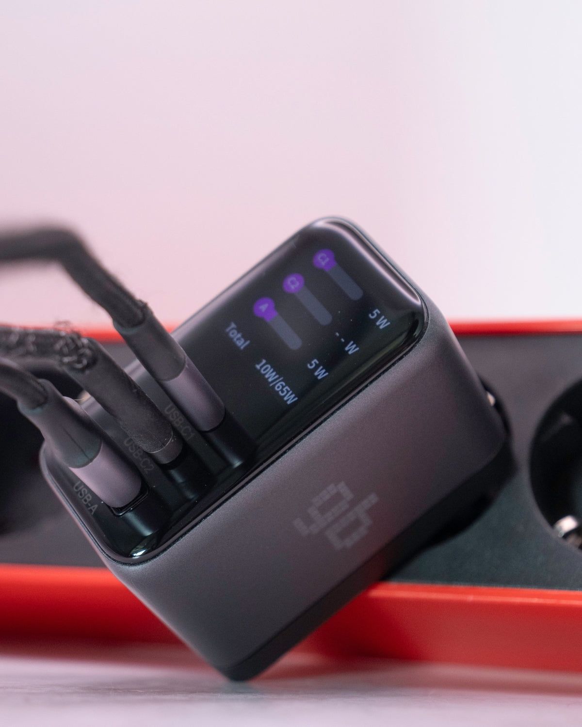 GB 65W GaN Charger, 2x USB-C, 1 x USB-A, LED Display, Touch, Power Delivery + PPS - Laptop, Phone