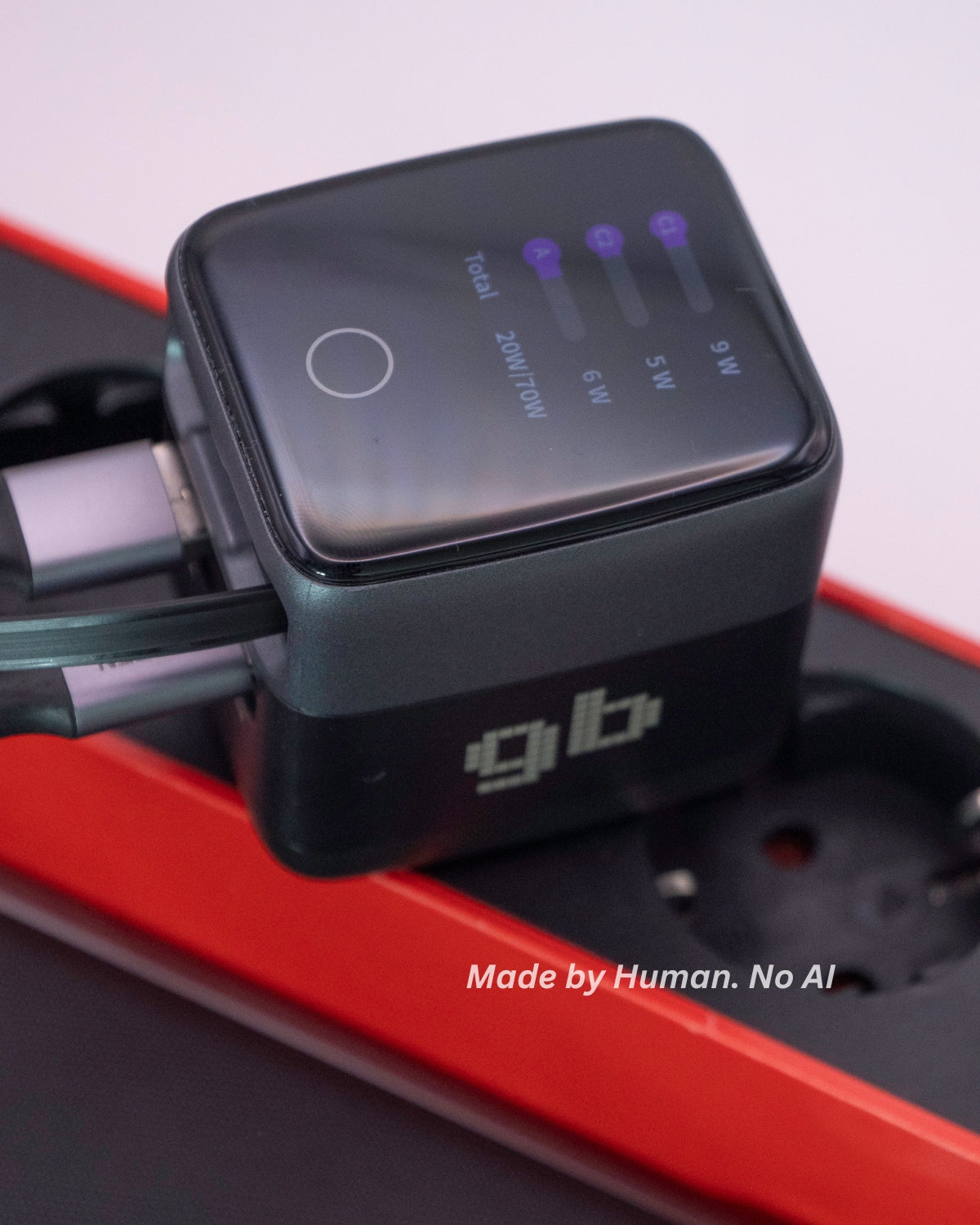 GB 70W GaN USB-C Fast Charger, 2x USB-C, 1 x USB-A, LED Display, Power Delivery + PPS
