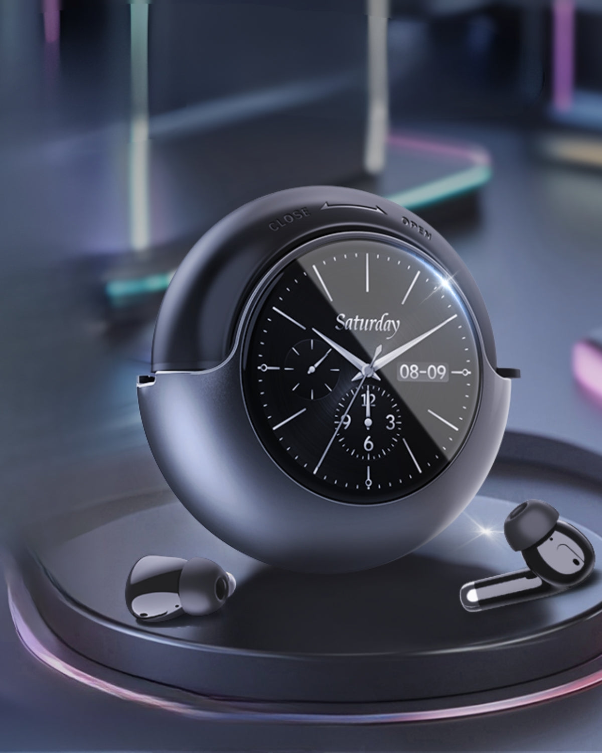 Noile "Doape pe Urechi" - Căști Wireless, In-Ear, Bluetooth 5.4, USB-C, Ecran Touch LCD, Negru, Autonomie 30 ore