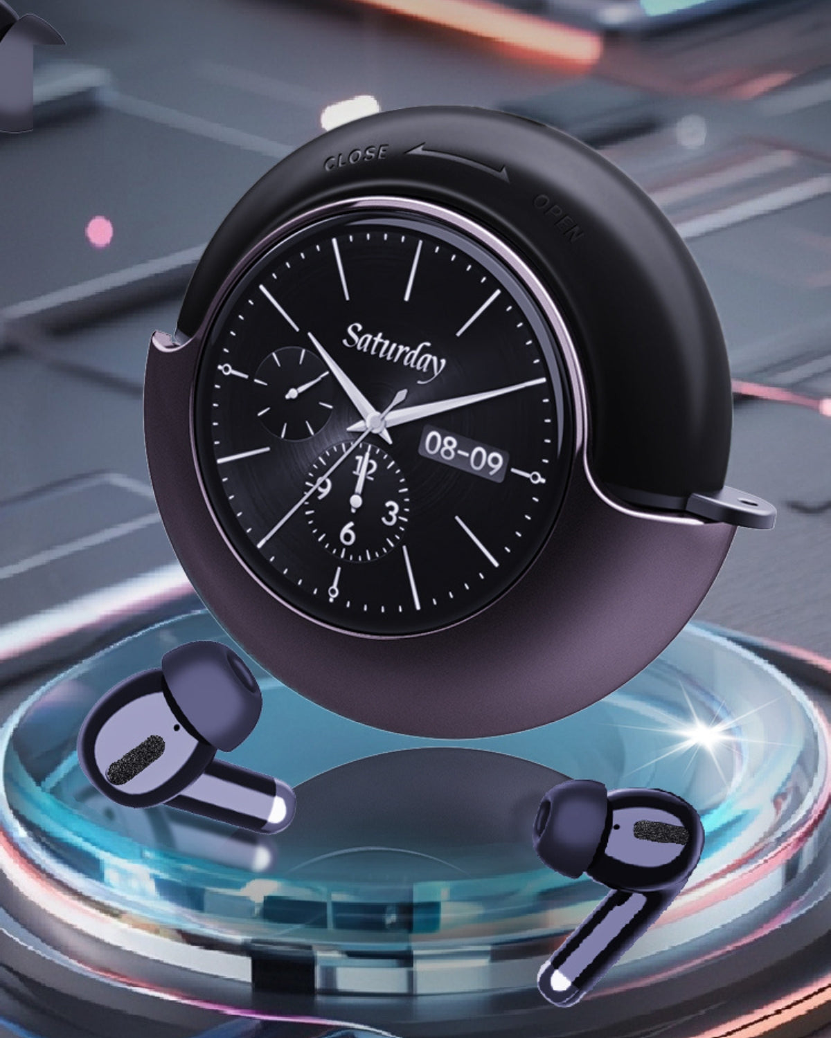 Noile "Doape pe Urechi" - Căști Wireless, In-Ear, Bluetooth 5.4, USB-C, Ecran Touch LCD, Negru, Autonomie 30 ore