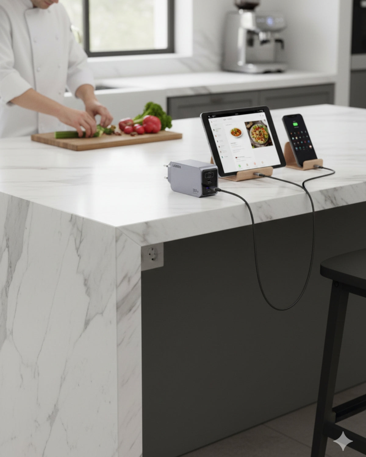 Încărcător 3 în 1, 100W, 2 USB-C, 1 USB A, iPhone, Android, Tabletă, Laptop - Ugreen Nexode Pro 100W GaN Fast Charger + Cablu 1.5 metri USB-C la USB-C