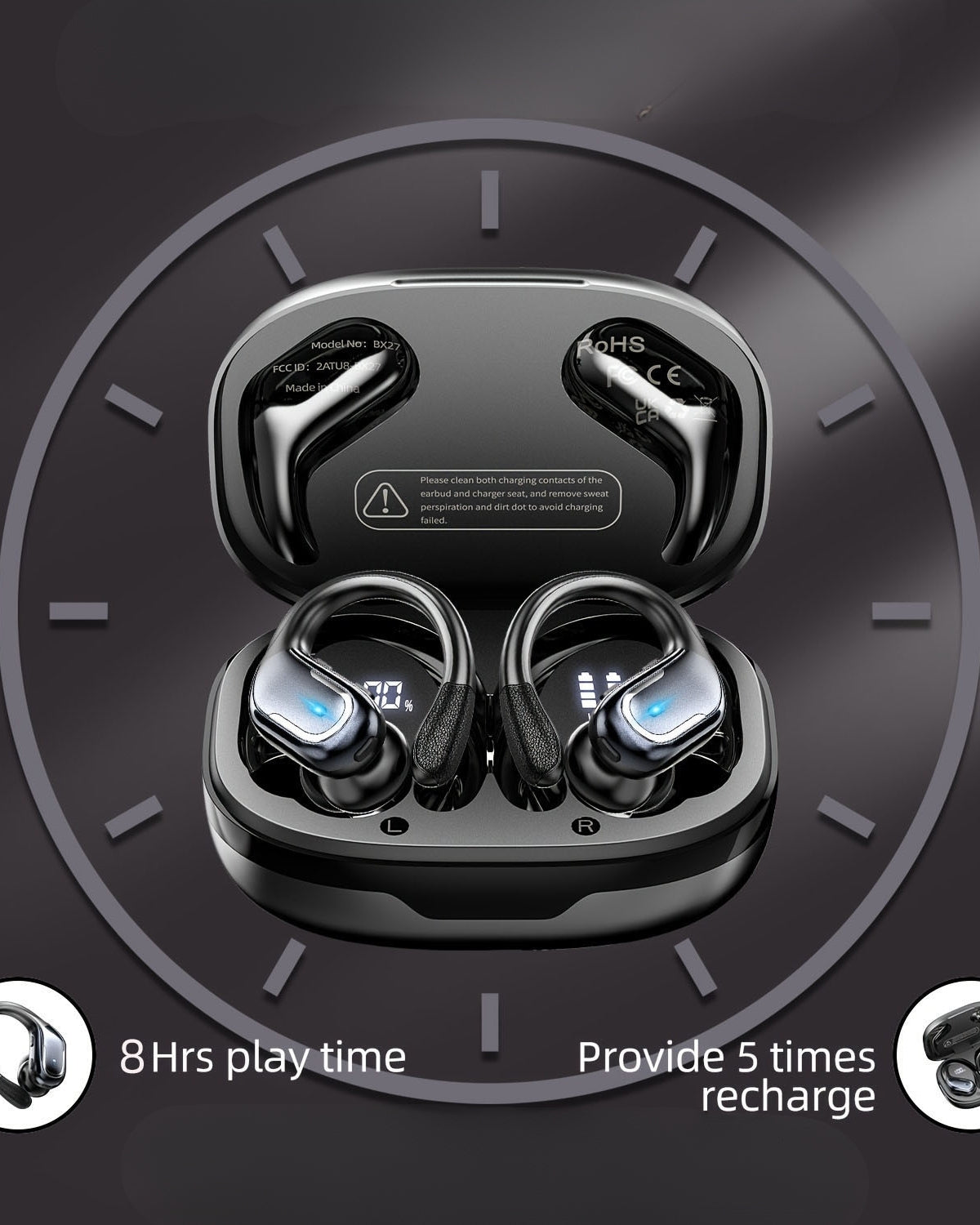 Unele "Doape de urechi" - Căști Sport Wireless, In-Ear, Bluetooth 5.4, Autonomie 40 ore