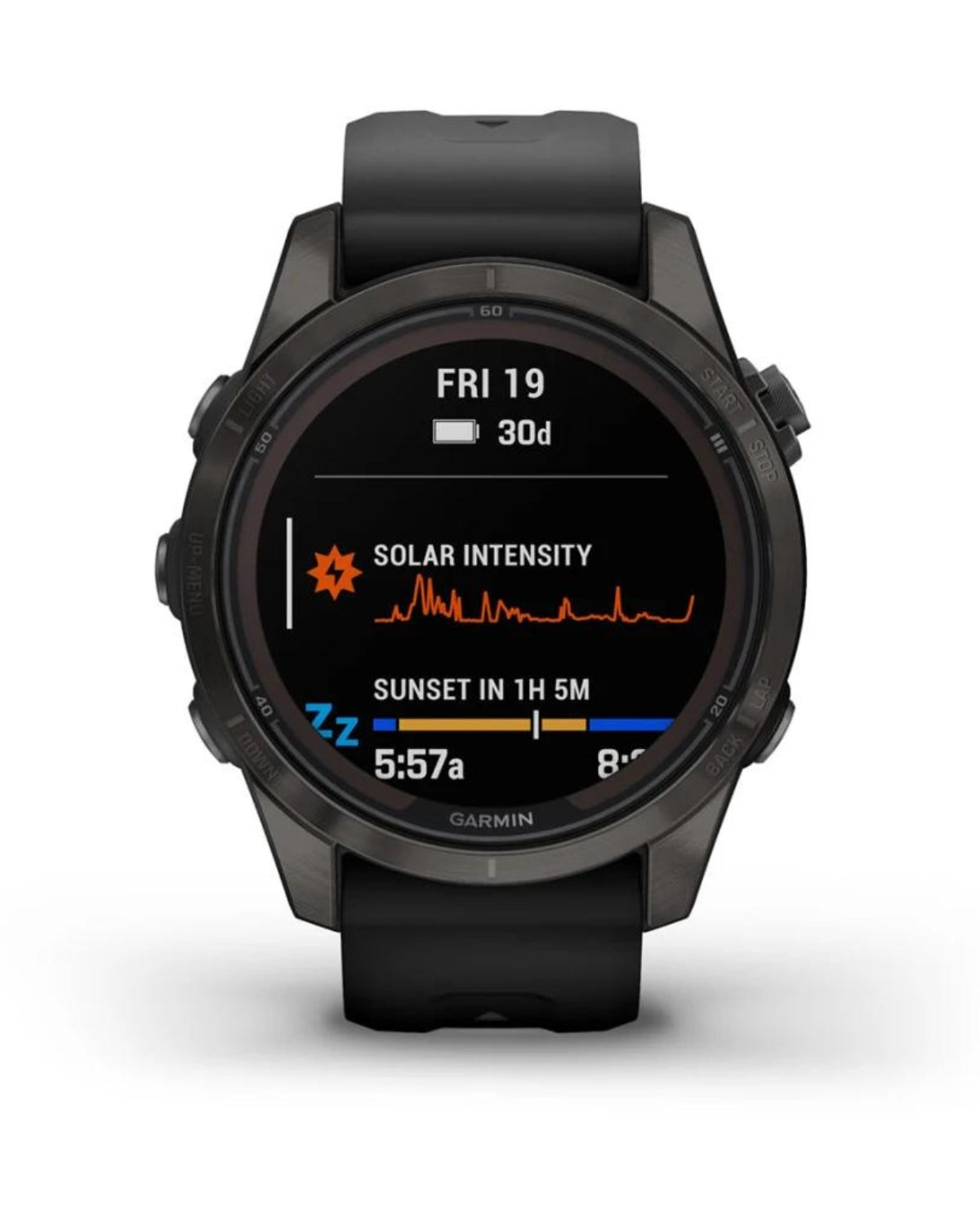 Smartwatch Garmin fēnix® 7S Pro, Sapphire Solar, Titan DLC Carbon Grey, Curea Neagră, 42MM