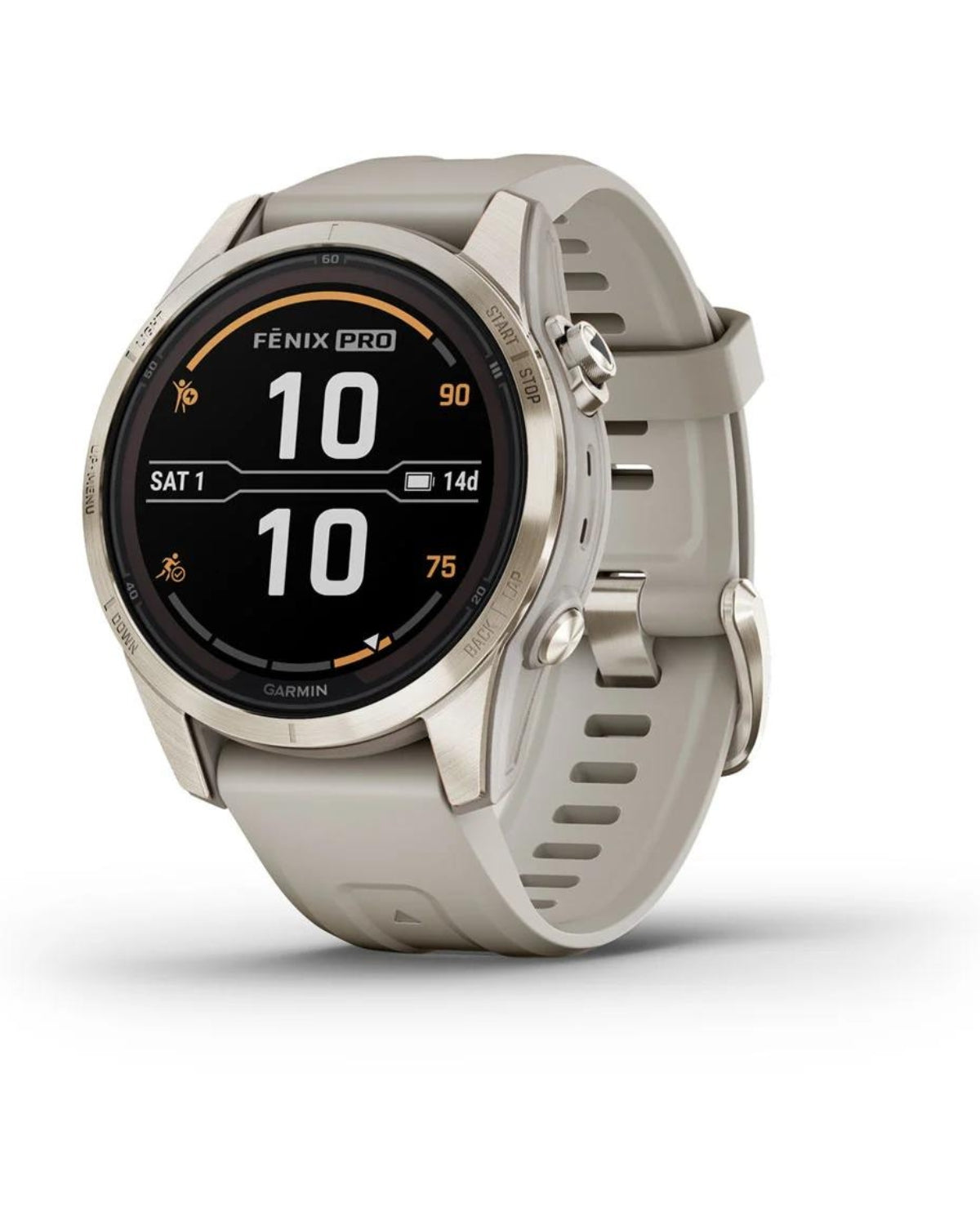 Smartwatch Garmin fēnix® 7S Pro, Sapphire Solar, Soft Gold, Curea Light Sand, 42MM