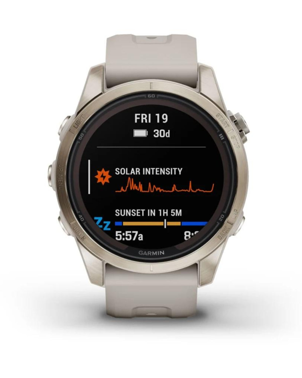 Smartwatch Garmin fēnix® 7S Pro, Sapphire Solar, Soft Gold, Curea Light Sand, 42MM