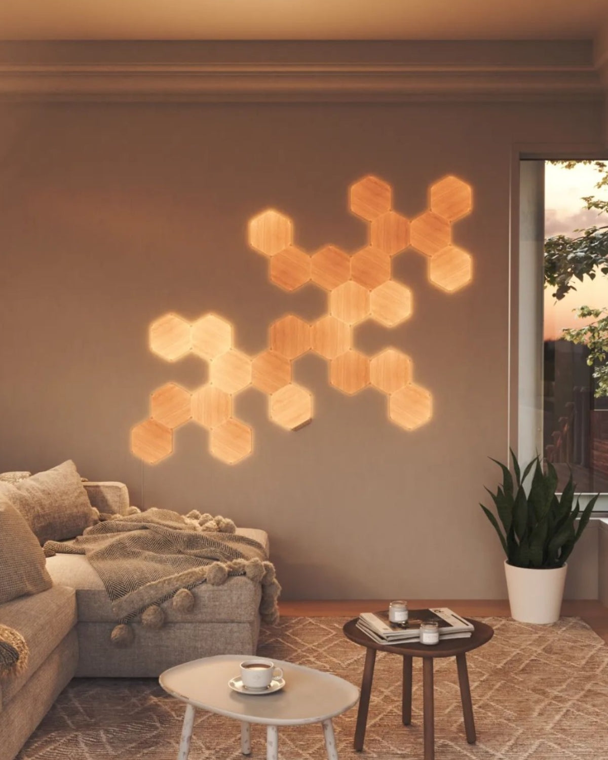 Kit 13 Panouri Luminoase Inteligente Nanoleaf Elements Hexagons Starter Kit, Wi-Fi