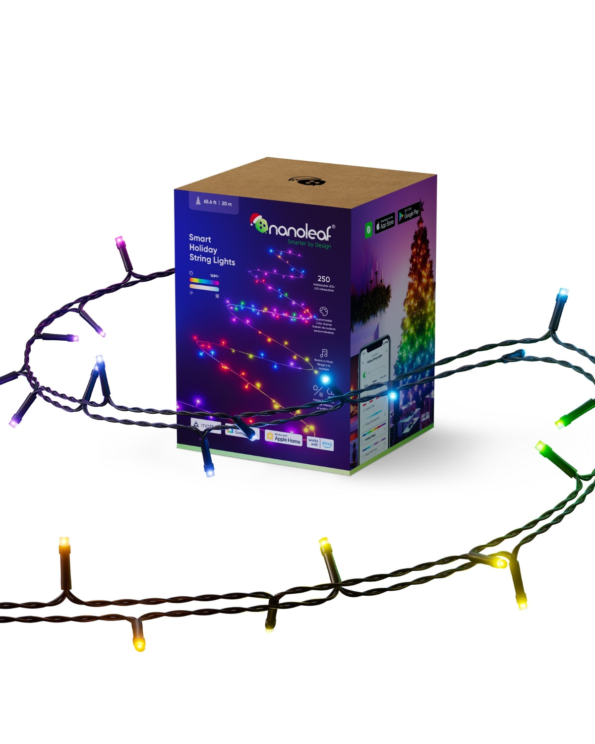 Bandă Led RGB Smart Nanoleaf Essentials Holiday String Starter Kit, 20 metri