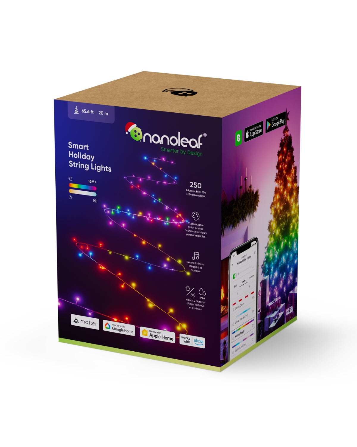 Bandă Led RGB Smart Nanoleaf Essentials Holiday String Starter Kit, 20 metri