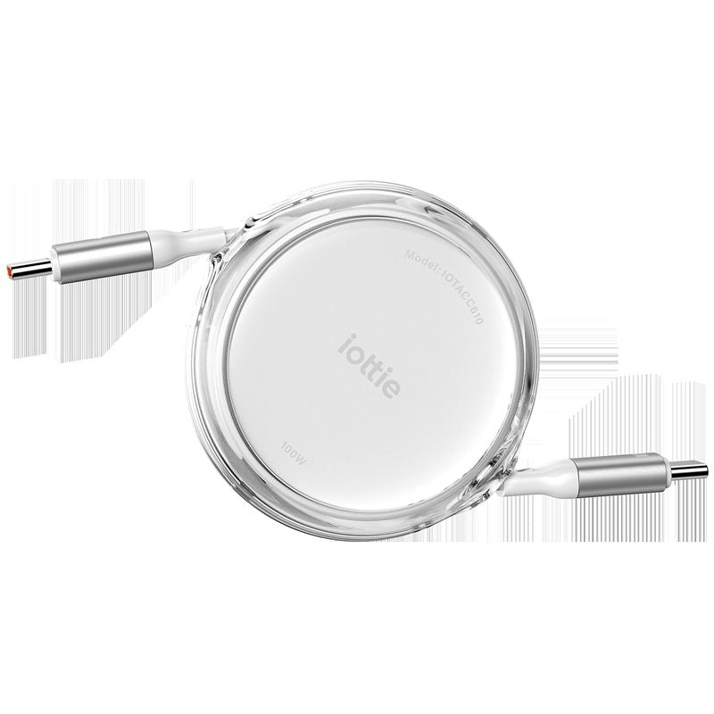 Set 2 cabluri USB-C retractabile iOttie 100W, alb