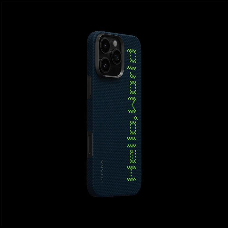 Husă Pitaka Tactile Woven, Hello World — iPhone 16 Pro