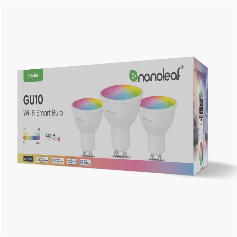 Set 3 becuri smart Nanoleaf Essentials GU10, Matter, Wi-Fi